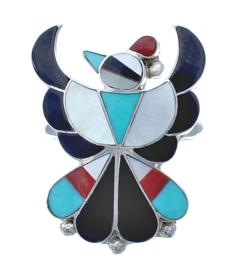 Multicolor Thunderbird Sterling Silver Zuni Ring Size 5-3/4 JX122322